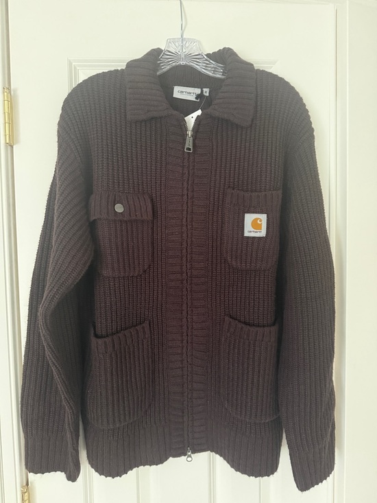 Carhartt Other - Carhartt Dark Brown Ribbed Zip Front Knit Jacket